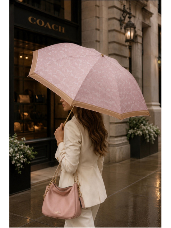 Coach Accessories - Coach CEF88 Pink Tan Signature UV Mini Umbrella 99% UV Protection Compact